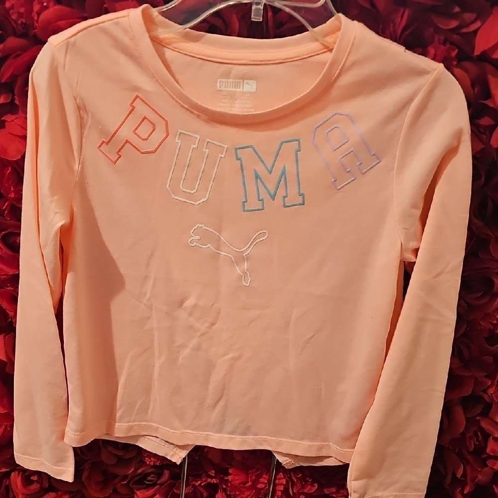 PUMA NEW Kids Peach Long Sleeve Top Size 8-10